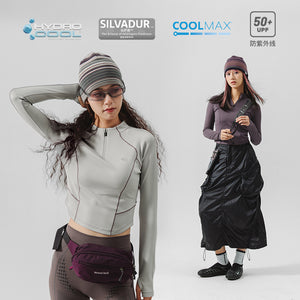 Blue Stand Collar Training Long Sleeve Ladies T-shirt