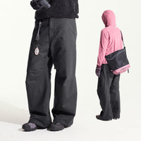 Blue Cotton Wide Leg Curved Knife Men's Pants