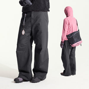 Blue Cotton Wide Leg Curved Knife Men's Pants