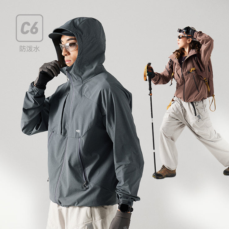 Blue Structured Soft-Shell Hooded Jacket