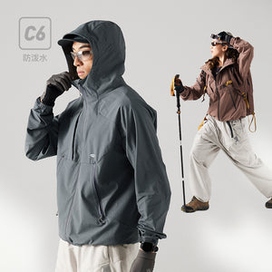 Blue Structured Soft-Shell Hooded Jacket