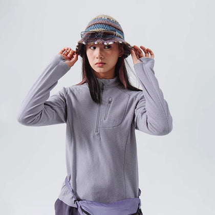 Blue Checkered Fleece Half-Zip Sweater