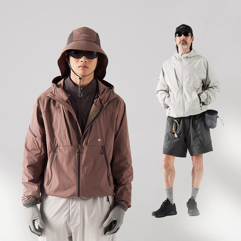 Blue Structured Soft-Shell Hooded Jacket