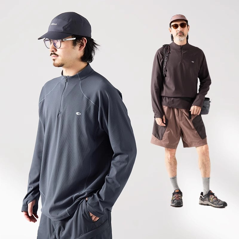 Blue Monte Stand-Up Collar Waffle Men's Training Long Sleeve T-Shirt