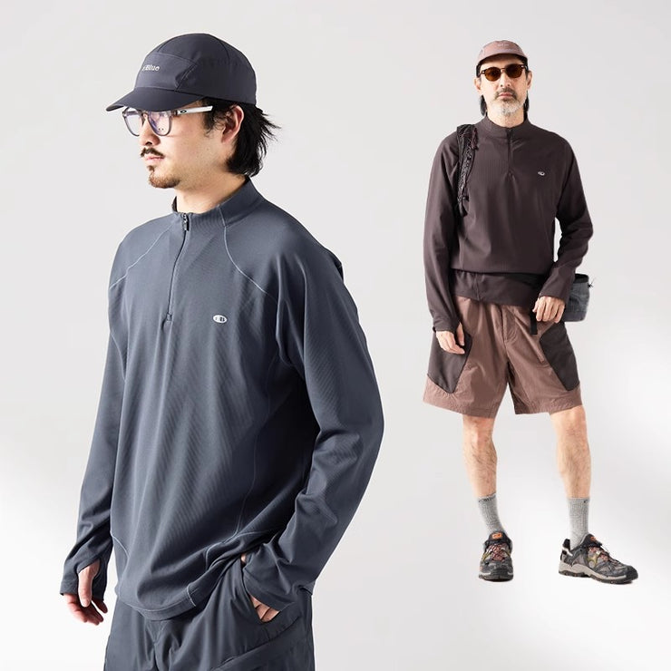 Blue Monte Stand-Up Collar Waffle Men's Training Long Sleeve T-Shirt