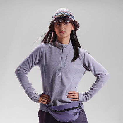 Blue Checkered Fleece Half-Zip Sweater