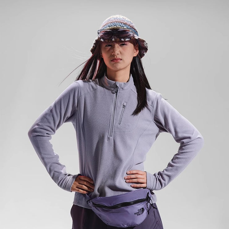 Blue Checkered Fleece Half-Zip Sweater