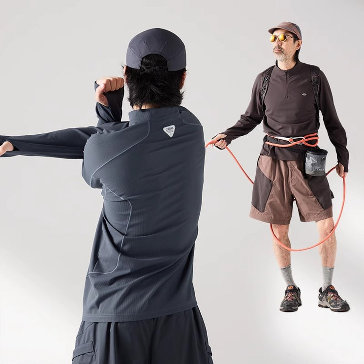 Blue Monte Stand-Up Collar Waffle Men's Training Long Sleeve T-Shirt