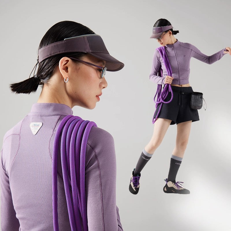 Blue Wool Waffle-Knit Women's Cardigan