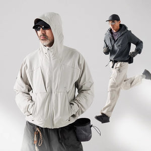 Blue Structured Soft-Shell Hooded Jacket