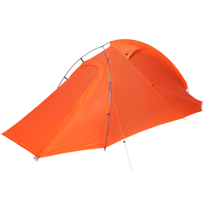 A white Mobi Garden backpacking tent with silicone coated nylon fabric, displayed against a black background.