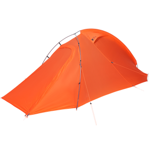 A white Mobi Garden backpacking tent with silicone coated nylon fabric, displayed against a black background.