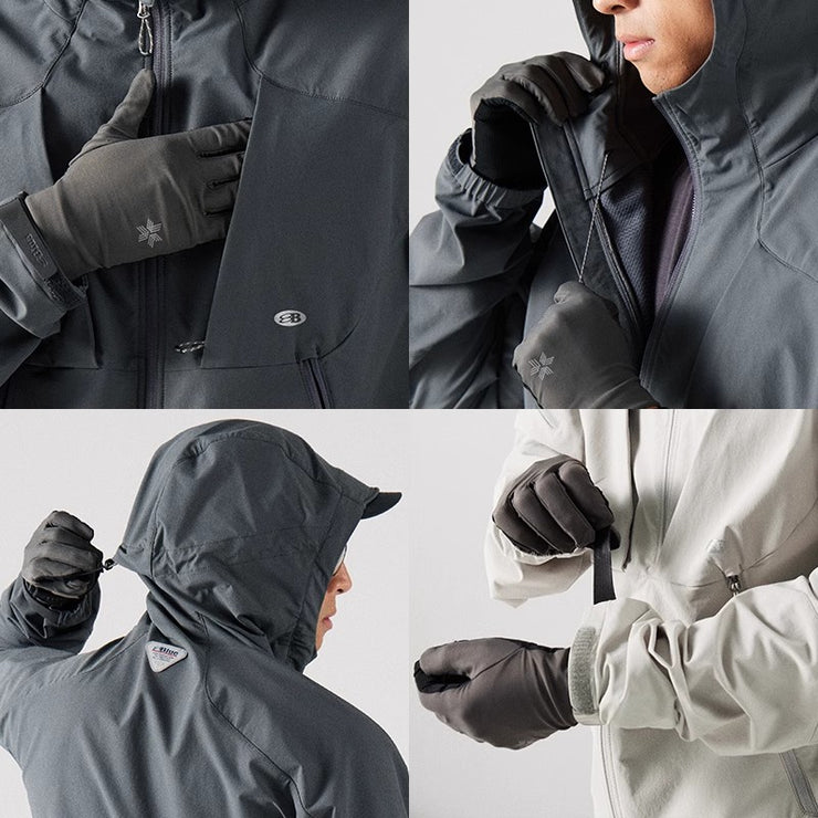 Blue Structured Soft-Shell Hooded Jacket