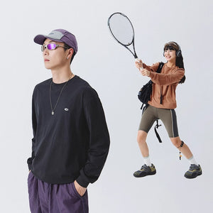 Blue Drawstring Training Unisex Long Sleeve T-shirt