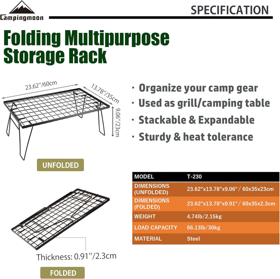 Camping Moon T-230-2T Foldable Multipurpose Stacking Storage Rack (2026)