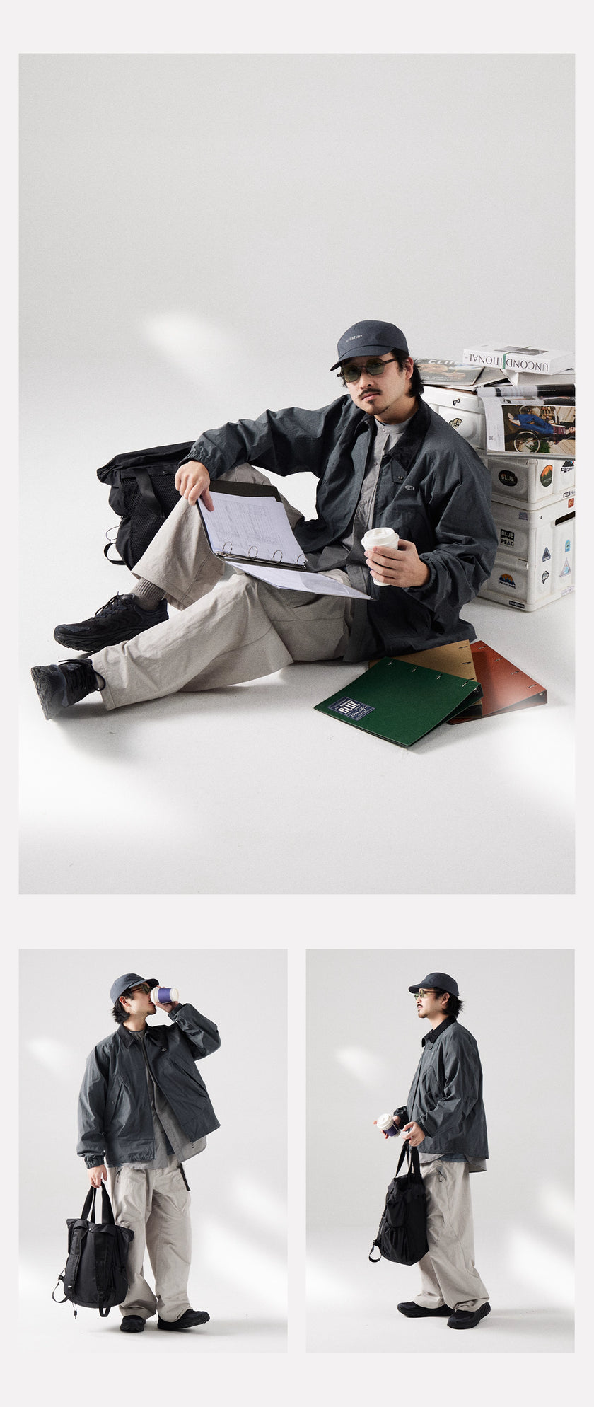 Blue Large Pocket Lapel Jacket