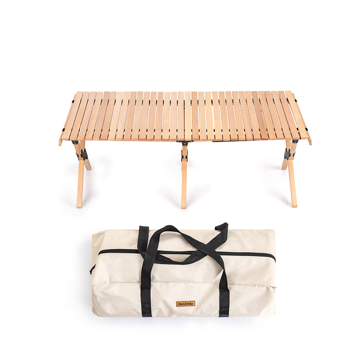 Naturehike Outdoor Folding Egg Roll Table Wood