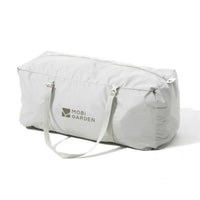Light gray storage bag with Mobi Garden logo on a white background