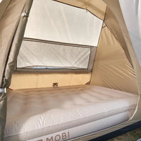 Camping tent interior with MOBI air mattress