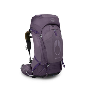Osprey Aura AG 50 women's backpacking pack in Enchantment Purple, white-background side view
