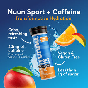 Nuun Sport + Caffeine Electrolyte Drink Tablets - Mango Orange (10 Tablets)