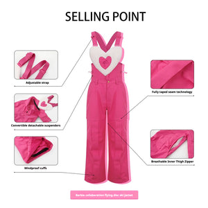 BCG Barbie Limited Edition Pink Heart Ski Bibs