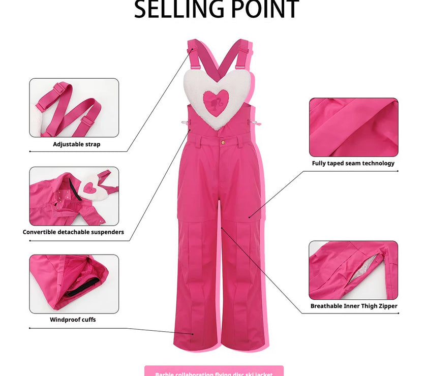 BCG Barbie Limited Edition Pink Heart Ski Bibs