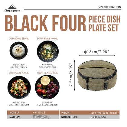 Campingmoon Black Plates Set BKS395-1S