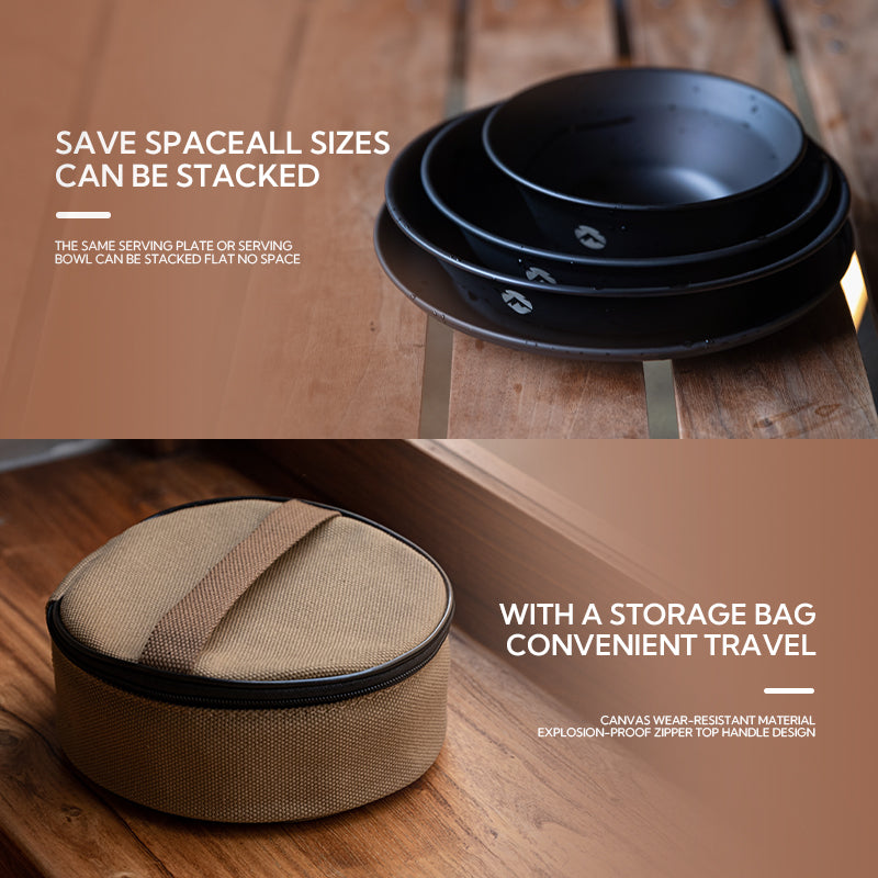 Campingmoon Black Plates Set BKS395-1S