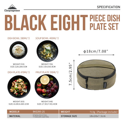 Campingmoon Black Plates Set BKS395-2S