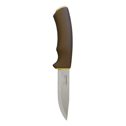 Morakniv Bushcraft Survival stainless knife in Desert with fire starter sheath