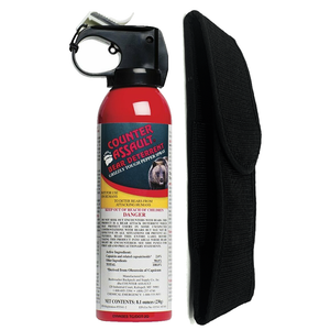 Counter Assault Bear Spray 230g with black nylon belt holster