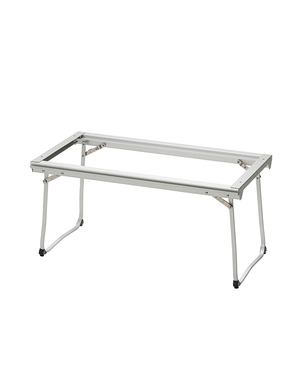 Snow Peak Entry IGT Table CK-080R bare aluminum frame with all bamboo panels removed, legs open