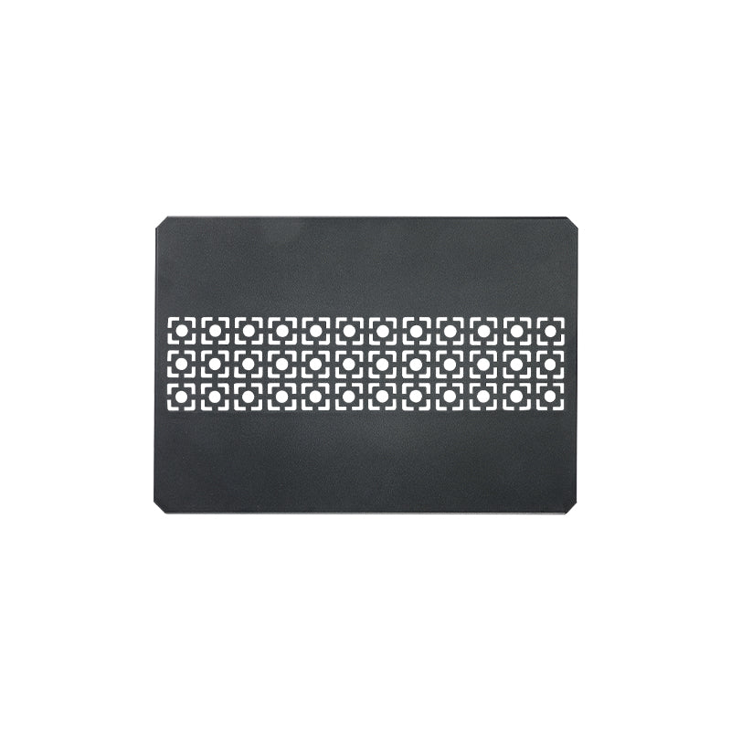 A black aluminum top board with a geometric pattern, designed for use with IGT grill tables and bridge tables.