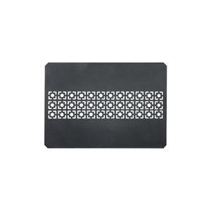 A black aluminum top board with a geometric pattern, designed for use with IGT grill tables and bridge tables.