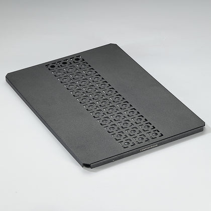 A black aluminum top board with a geometric pattern, designed for use with IGT grill tables and bridge tables.