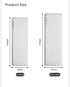 Naturehike Tuye 8.8 Ultra Light Inflatable Square Sleeping Pad Carbon Silver Plus Size
