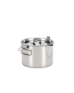 Snow Peak Kettle No.1 with the side handle folded out, showing the hinged lid.