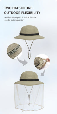 Naturehike Outdoor Anti-Mosquito Fisherman  Hat - Khaki