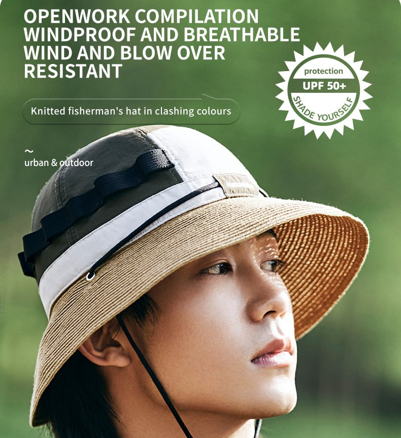Chapeau de pêcheur tressé aux couleurs contrastées Naturehike - Vert armée