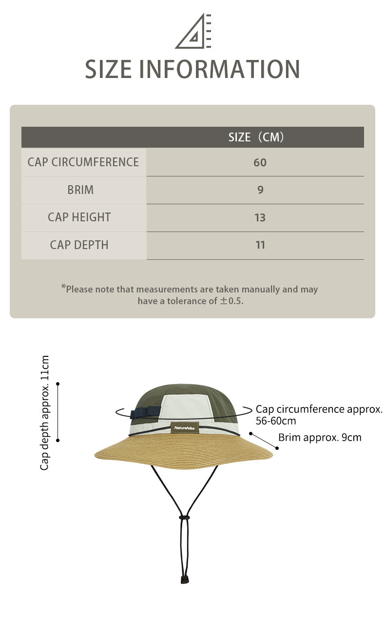 Chapeau de pêcheur tressé aux couleurs contrastées Naturehike - Vert armée