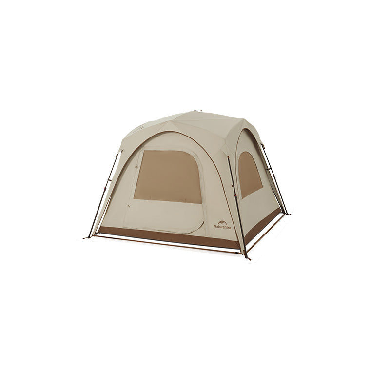 Beige and brown tent on a white background