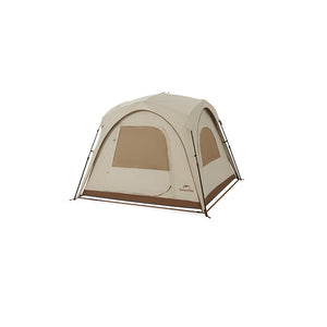 Beige and brown tent on a white background