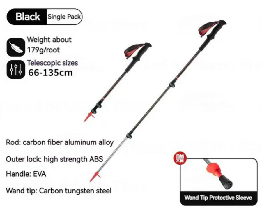 Bâton de randonnée Naturehike en carbone et aluminium - Starrynight Sky Black
