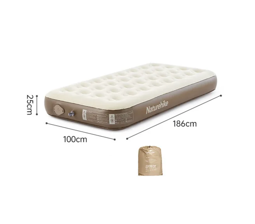 Matelas gonflable surélevé en PVC à pompe intégrée Naturehike (taille unique)