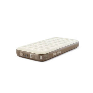 A single-sized Naturehike inflatable mattress with a built-in pump, shown in a deflated state.