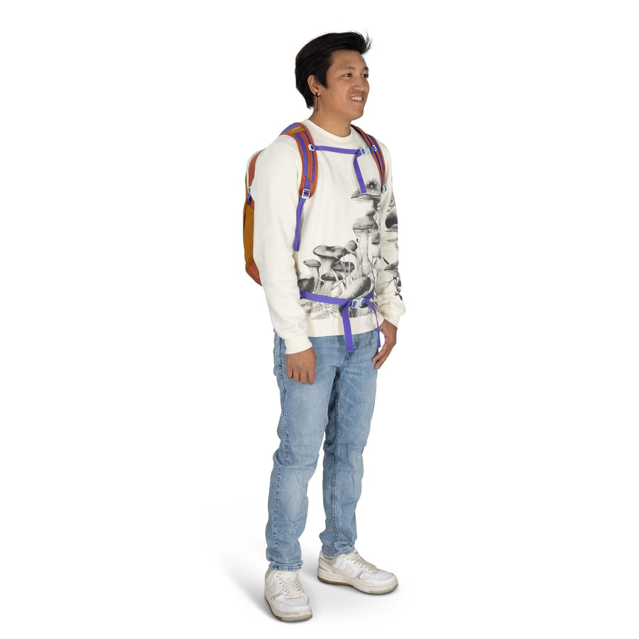 Person wearing the Osprey Daylite daypack in Barley Brown Multi