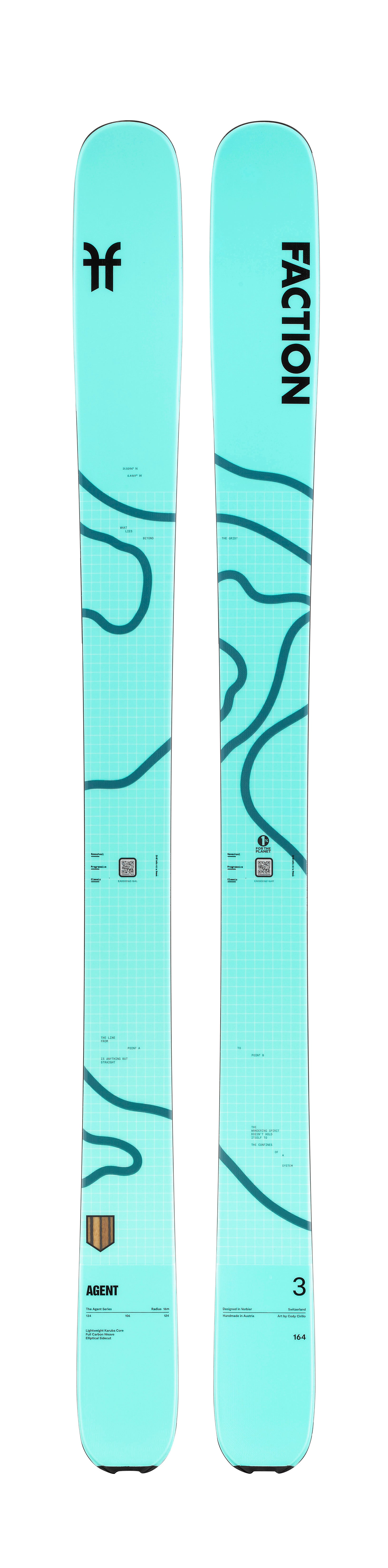 Faction Agent 3 Ice Blue Skis (26/27) — official product image