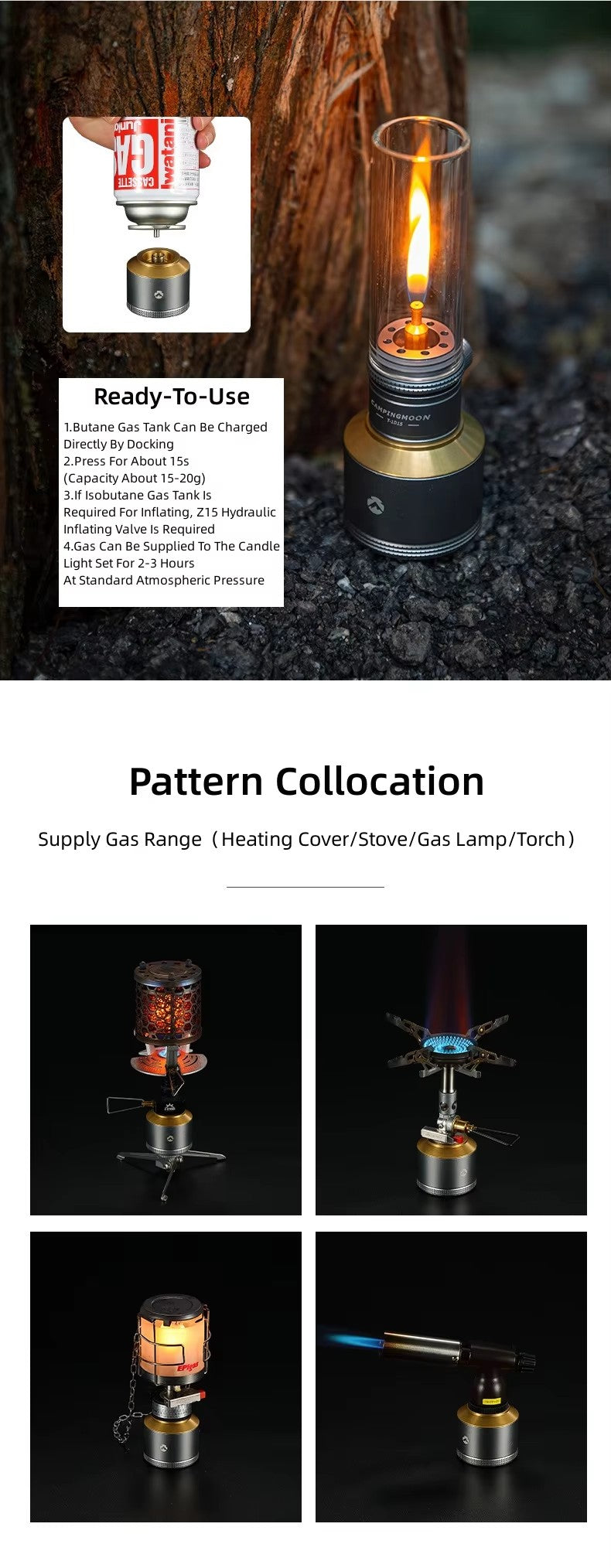 Campingmoon Gas Candle T-1D15