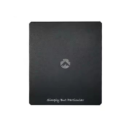 A matte black anodized aluminum camping table with a simple design and a logo in the center that reads 'Camping Moon'. The table is flat and appears sturdy with a slight texture.